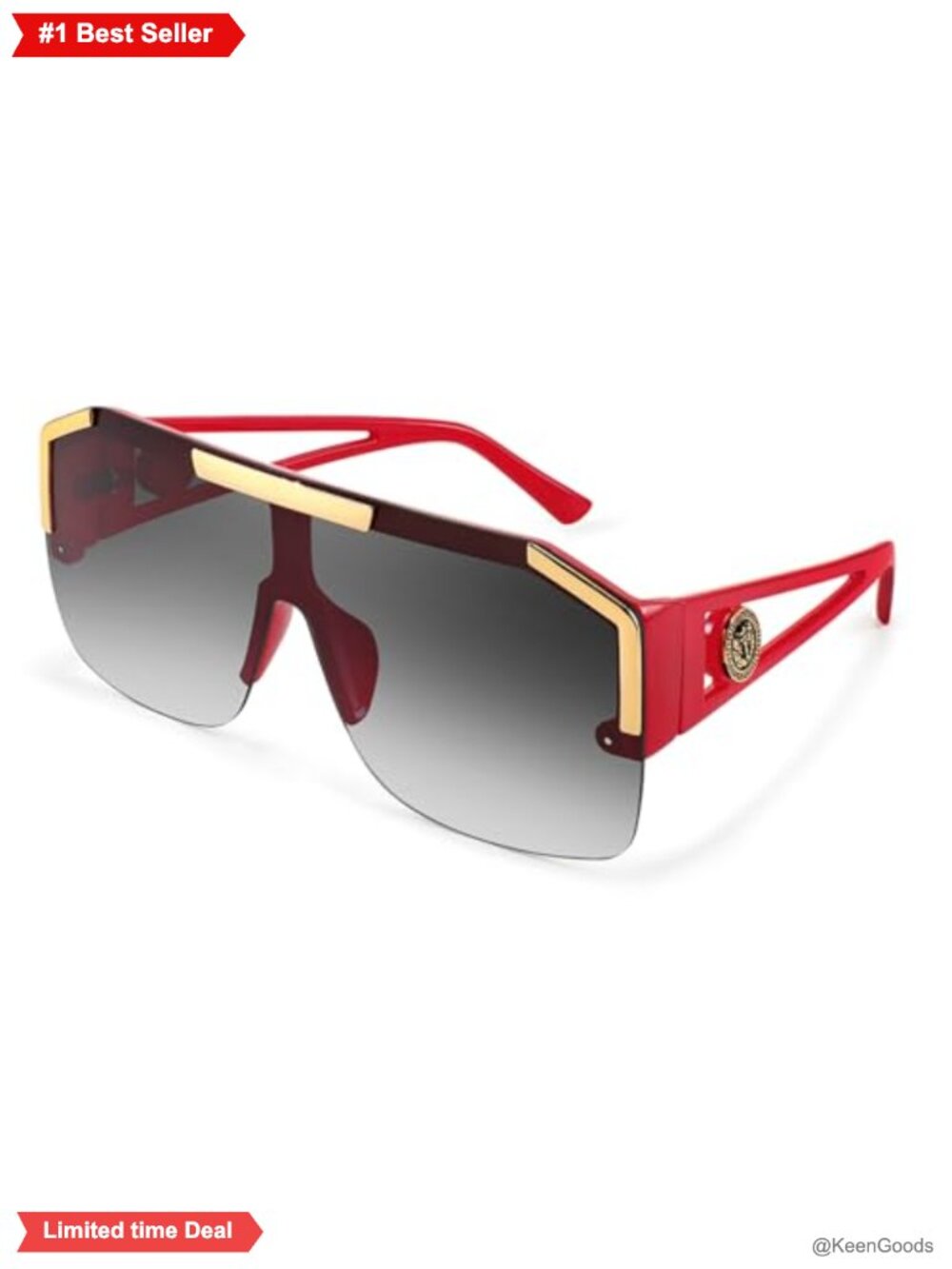 Square Oversized Flat Top Sunglasses UV400 Shield